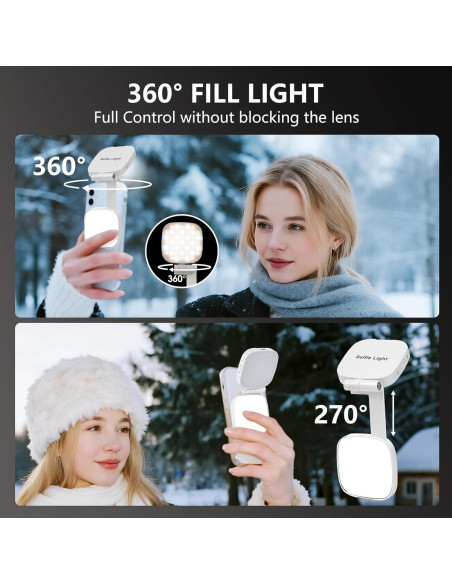 Luz de Selfie Magnética Kalofaye con Espejo y 360 Luz de Selfie Magnética Kalofaye con Espejo y 360