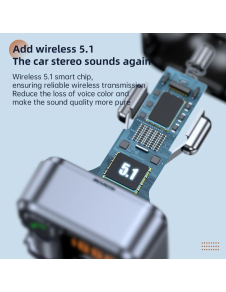 Transmisor FM Bluetooth 5.1 FCtianX con Cargador USB 30W Transmisor FM Bluetooth 5.1 FCtianX con Cargador USB 30W