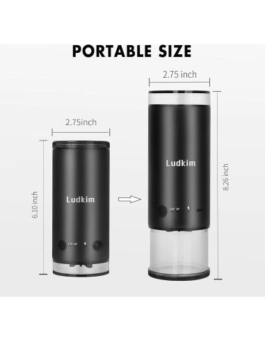 Molino de café eléctrico portátil Ludkim ECG03 80 configuraciones