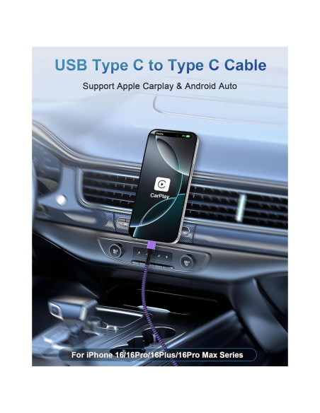 Cable de carga rápida USB C a USB C 3m Bioonis para iPhone y Android Cable de carga rápida USB C a USB C 3m Bioonis para iPhone y Android