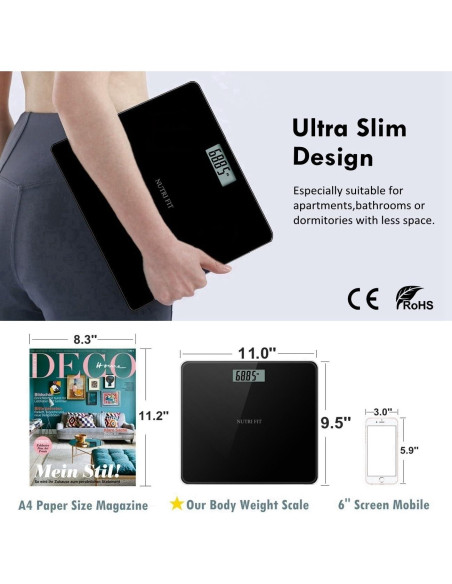 Balanza Digital de Baño NUTRI FIT 150 kg con Pantalla LCD Balanza Digital de Baño NUTRI FIT 150 kg con Pantalla LCD