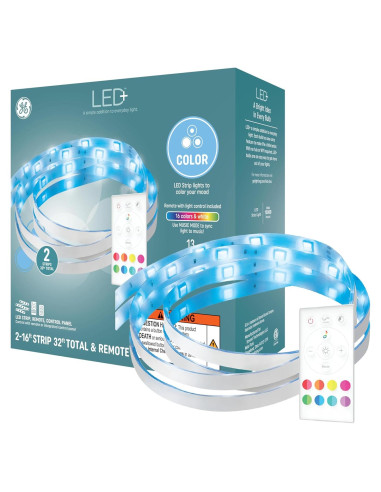 Tira de luz LED+ GE 9.75m RGB con control remoto 13W