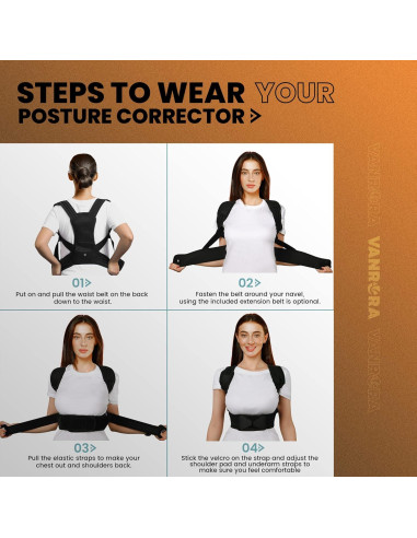 Corrector de Postura VANRORA Unisex L/XL Ajustable y Cómodo