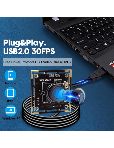 Cámara USB 1080P IFWATER con lente 100 y micrófono Cámara USB 1080P IFWATER con lente 100 y micrófono