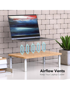 Soporte para Monitor de Bambú WELL WENG, 4 Alturas Ajustables 2