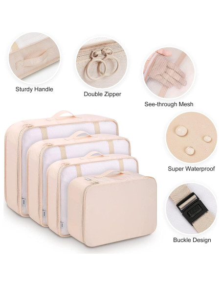 Mossio 9 Set Cubos de Embalaje y Bolsas de Viaje - Beige Mossio 9 Set Cubos de Embalaje y Bolsas de Viaje - Beige