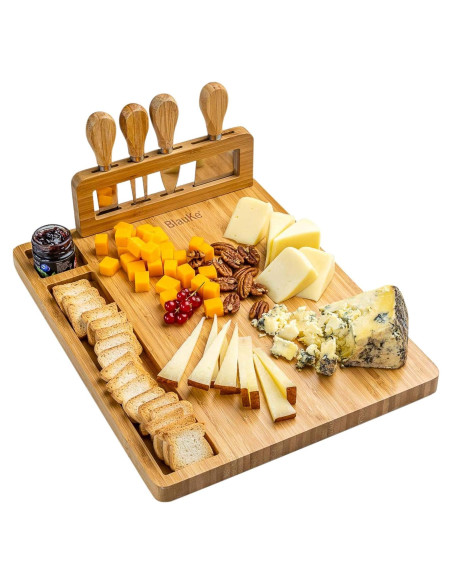 Tablero de Queso de Bambú BlauKe 35.5x27.9 cm con Cuchillos Tablero de Queso de Bambú BlauKe 35.5x27.9 cm con Cuchillos