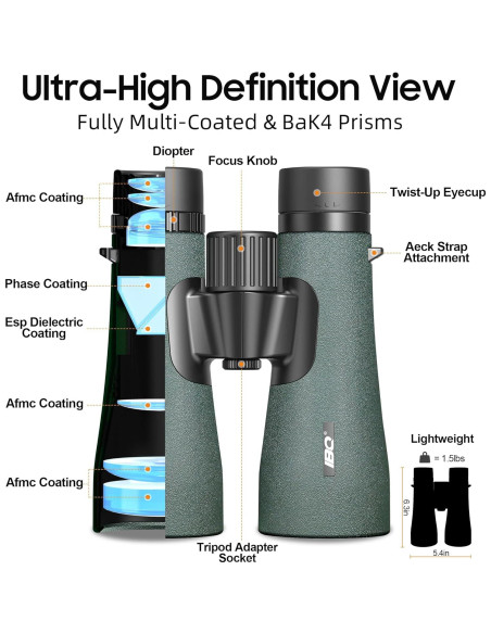 Binoculares IBQ 12x50mm Impermeables para Caza y Aves Binoculares IBQ 12x50mm Impermeables para Caza y Aves