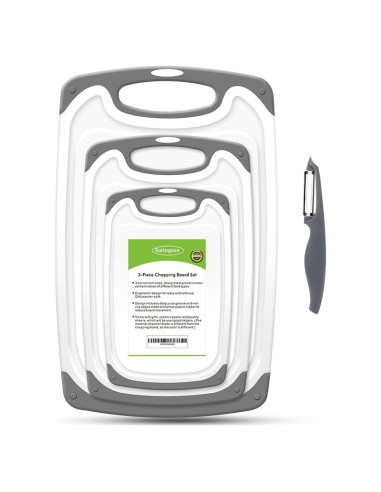 Juego de 4 Tablas de Cortar Antideslizantes ROTTOGOON - Gris