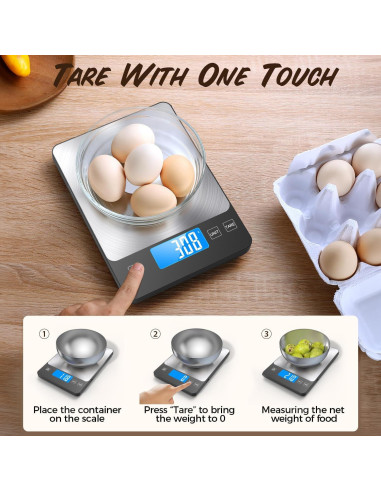 Báscula de Cocina Digital TRUDIN 15kg Acero Inoxidable