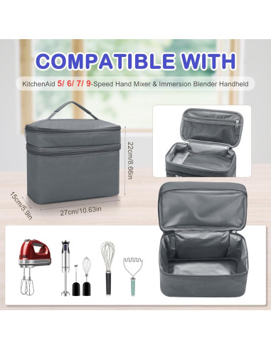 Funda de Almacenamiento para Batidora de Mano KitchenAid Gris