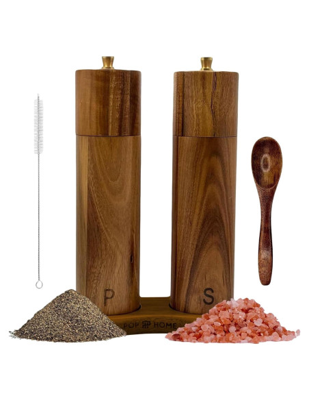 Juego de Molinillos de Sal y Pimienta de Madera Acacia 20 cm Juego de Molinillos de Sal y Pimienta de Madera Acacia 20 cm