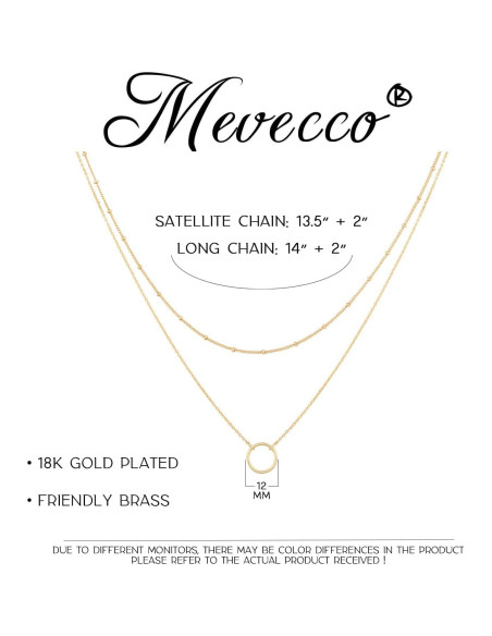 Collar Colgante en Capas MEVECCO Baño Oro 18k para Mujeres Collar Colgante en Capas MEVECCO Baño Oro 18k para Mujeres