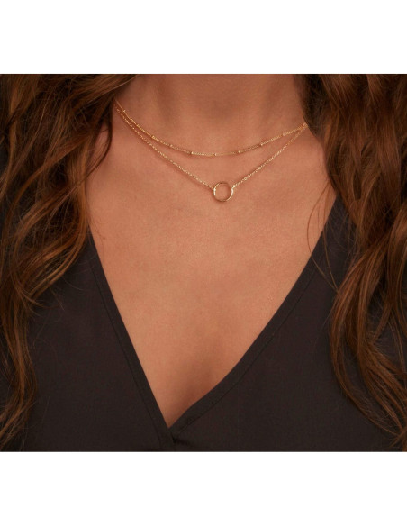 Collar Colgante en Capas MEVECCO Baño Oro 18k para Mujeres Collar Colgante en Capas MEVECCO Baño Oro 18k para Mujeres