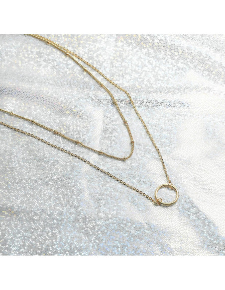 Collar Colgante en Capas MEVECCO Baño Oro 18k para Mujeres Collar Colgante en Capas MEVECCO Baño Oro 18k para Mujeres