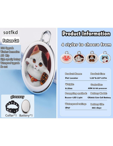 Rastreador GPS para Gatos Sotfkd F1 Impermeable Sin Cuota Rastreador GPS para Gatos Sotfkd F1 Impermeable Sin Cuota