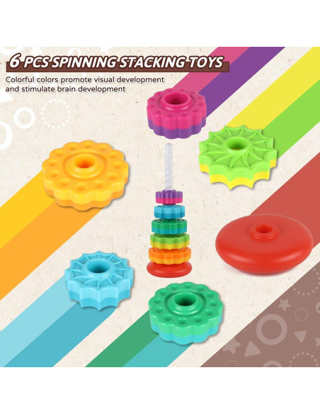 Juguete Apilador Giratorio JUXUE Arcoíris 35.6 cm para Bebés Juguete Apilador Giratorio JUXUE Arcoíris 35.6 cm para Bebés