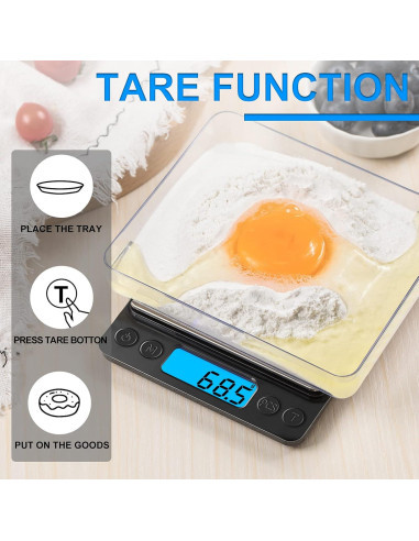Escala de Cocina Digital YONCON 3000g 0.1g Alta Precisión