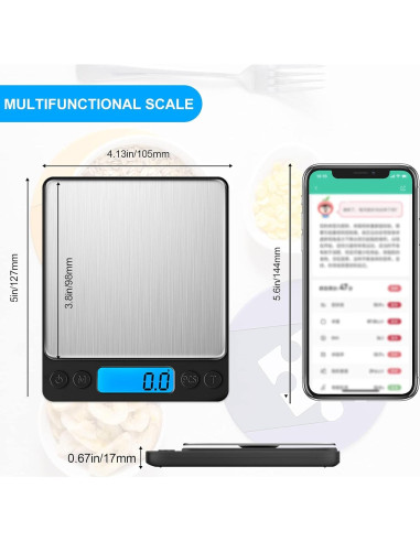 Escala de Cocina Digital YONCON 3000g 0.1g Alta Precisión
