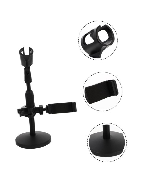 Soporte de Micrófono de Escritorio Ajustable Metal Negro 24cm Soporte de Micrófono de Escritorio Ajustable Metal Negro 24cm