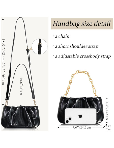 Bolso Clutch Antirrobo Popizard Negro con Cadena y Correa Ajustable Bolso Clutch Antirrobo Popizard Negro con Cadena y Correa Ajustable
