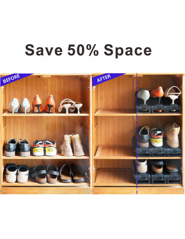 Organizador de Zapatos Yashong 16PCS Ajustable Negro