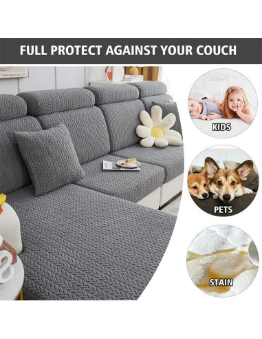 Funda de Sofá Mágica Disayu Beige Grande 3 Asientos Lavable