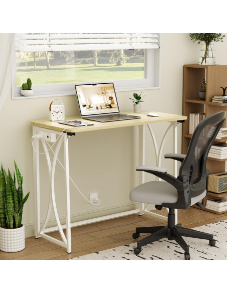 Mesa Plegable Beige COEZTT 31.5" con Toma de Corriente Mesa Plegable Beige COEZTT 31.5" con Toma de Corriente