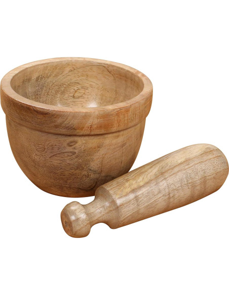 Juego de Mortero y Mano de Madera de Mango 10 cm The Wooden Town Juego de Mortero y Mano de Madera de Mango 10 cm The Wooden Town