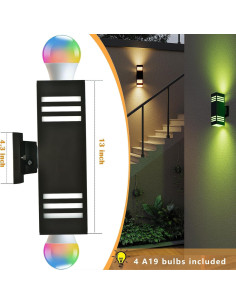 Luces de Sconce Exterior Inteligente Rosykite RGB 33cm 2 Pzas 2