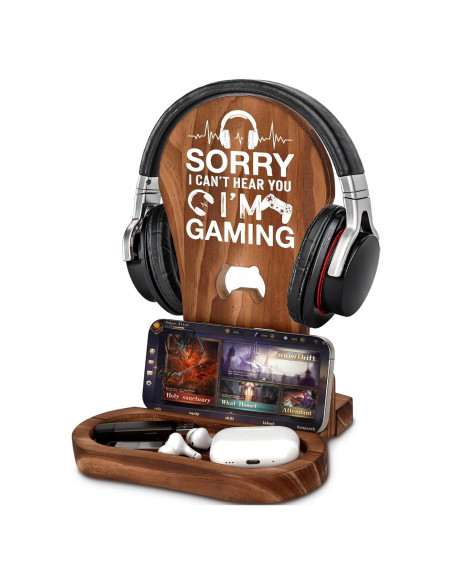 Soporte para Auriculares de Madera CryCarrot - Diseño Gamer Soporte para Auriculares de Madera CryCarrot - Diseño Gamer