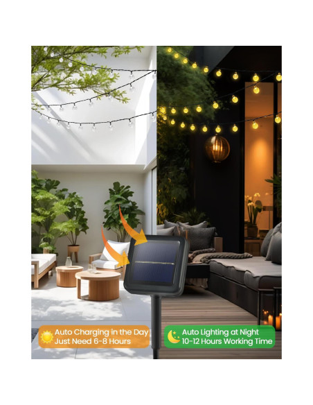 Luz Solar de Cadena LORRYTE 2 Pack 100 LED 19.5m Blanco Cálido Luz Solar de Cadena LORRYTE 2 Pack 100 LED 19.5m Blanco Cálido