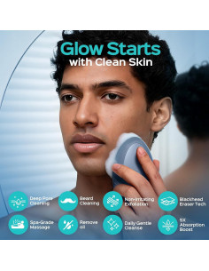 Exfoliador Facial COSLUS para Hombres - 5 Modos, Impermeable, Azul 2