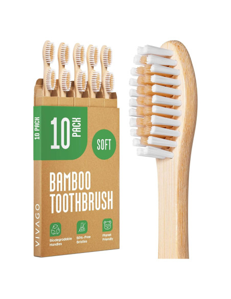 Cepillos de Dientes de Bambú VIVAGO - Paquete de 10 Unidades Cepillos de Dientes de Bambú VIVAGO - Paquete de 10 Unidades