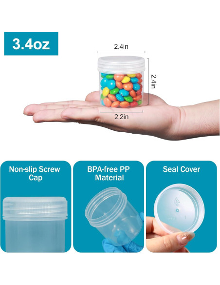 Tarros de Plástico Transparentes UMETASS 3.4 oz - 4 Pcs Tarros de Plástico Transparentes UMETASS 3.4 oz - 4 Pcs