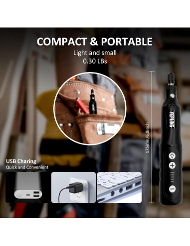Mini Amoladora Eléctrica Inalámbrica YEPLING 3.7V 72 Accesorios