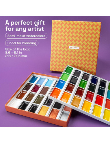 Juego de Pintura Acuarela Profesional ARTISTRO 48 Colores