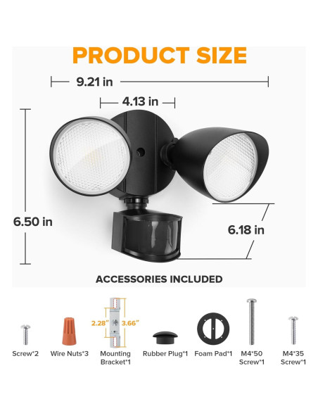 Luz de Seguridad LED LUTEC 32W con Sensor Movimiento IP65 Luz de Seguridad LED LUTEC 32W con Sensor Movimiento IP65