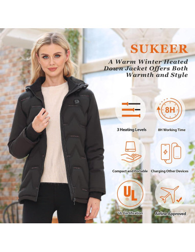 Chaqueta Térmica Sukeer para Mujeres con Batería y Capucha