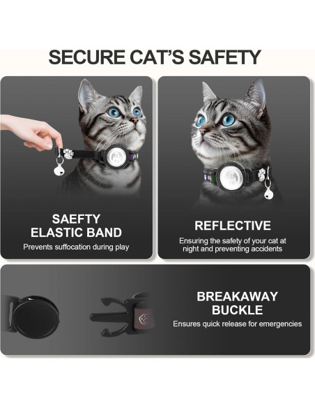 Collar para Gato Airtag Palamede Negro XS 19-23 cm Impermeable Collar para Gato Airtag Palamede Negro XS 19-23 cm Impermeable