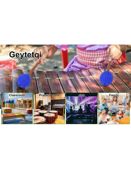 Mallets de Marimba Azules - Juego Profesional 2 Pares con Hilo Mallets de Marimba Azules - Juego Profesional 2 Pares con Hilo