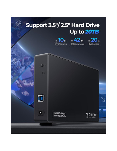 Caja Externa HDD ORICO 3588US3 USB 3.0 3.5" hasta 20TB