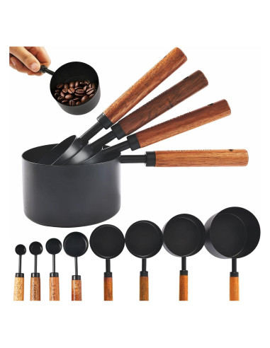 Juego de Tazas y Cucharas Medidoras GJPBGK Acero Inoxidable 8 Piezas
