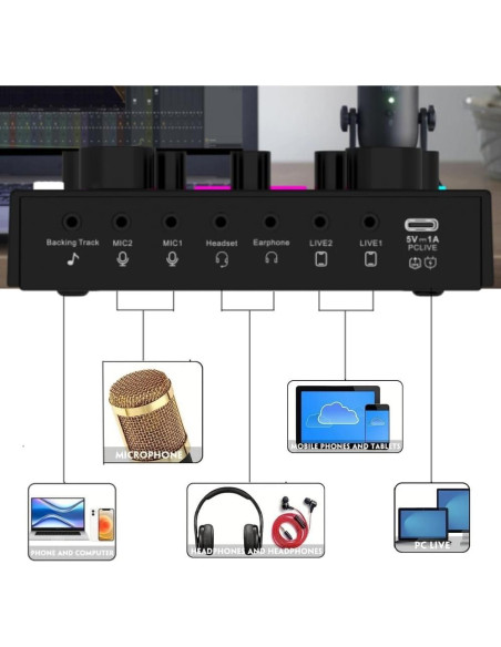 Paquete de Podcast sktome V8max con Micrófono BM800 y Efectos Paquete de Podcast sktome V8max con Micrófono BM800 y Efectos