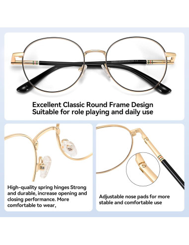 Gafas de bloqueo de luz azul Dollger redondas con marco metal