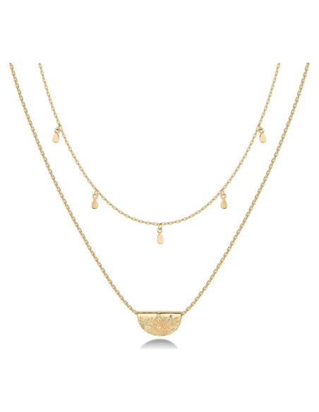Collar en capas PAVOI oro 14K minimalista para mujeres Collar en capas PAVOI oro 14K minimalista para mujeres