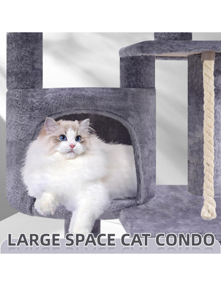 Árbol para Gatos TINWEIUS 108 cm con Postes para Rascar y Hamaca Árbol para Gatos TINWEIUS 108 cm con Postes para Rascar y Hamaca
