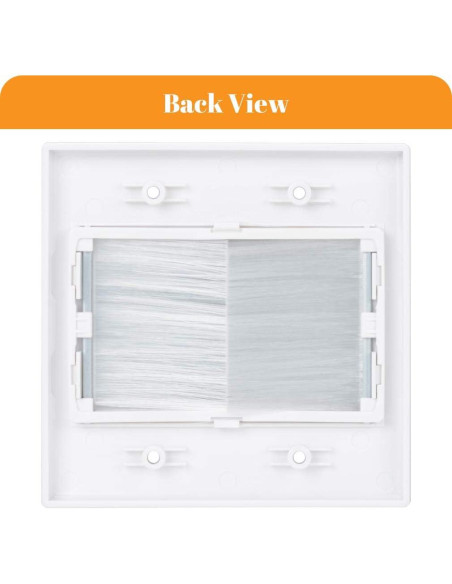 Placa de Pared Kebulldola 2 Gang con Cepillo Blanca - Paquete de 4 Placa de Pared Kebulldola 2 Gang con Cepillo Blanca - Paquete de 4