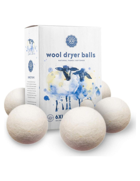 Bolas de Secado de Lana Orgánica Woolzies XL - Paquete de 6 Bolas de Secado de Lana Orgánica Woolzies XL - Paquete de 6