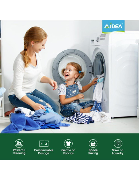 Hojas de Detergente AIDEA Lino Fresco 80 Unidades 160 Lavados Hojas de Detergente AIDEA Lino Fresco 80 Unidades 160 Lavados